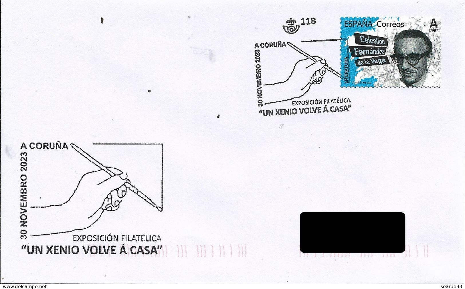 SPAIN. POSTMARK. A GENIUS COMES HOME. PAINT. A CORUÑA. 2023 - Sonstige & Ohne Zuordnung