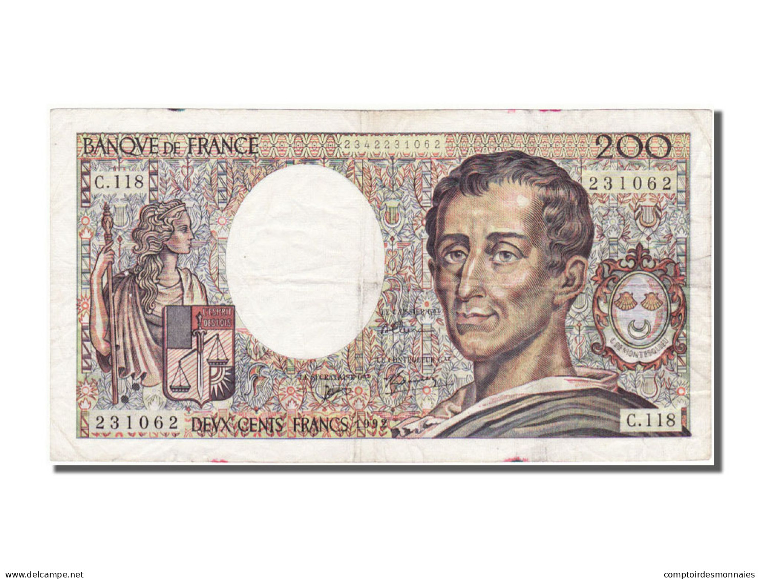 Billet, France, 200 Francs, 200 F 1981-1994 ''Montesquieu'', 1992, TB+ - 200 F 1981-1994 ''Montesquieu''