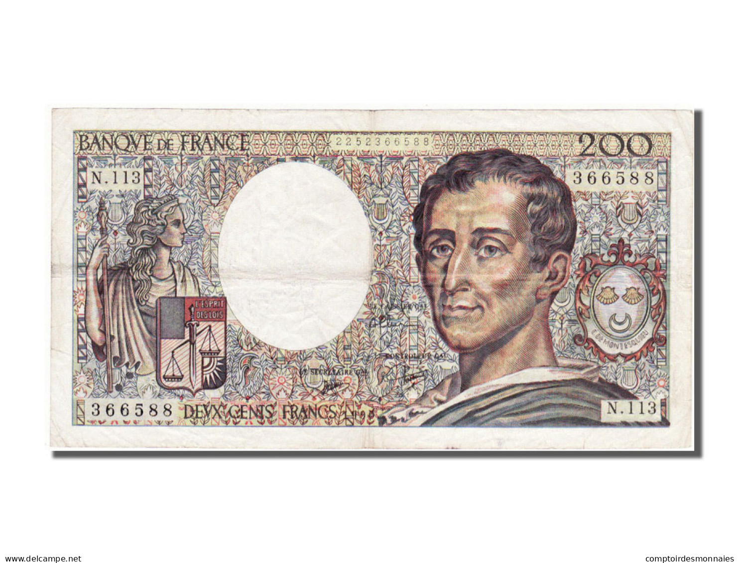 Billet, France, 200 Francs, 200 F 1981-1994 ''Montesquieu'', 1990, TTB+ - 200 F 1981-1994 ''Montesquieu''