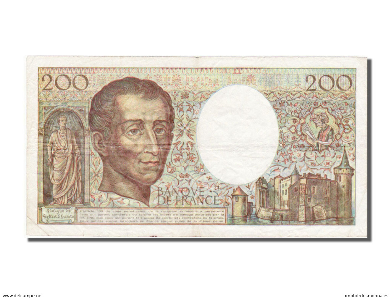 Billet, France, 200 Francs, 200 F 1981-1994 ''Montesquieu'', 1990, TTB+ - 200 F 1981-1994 ''Montesquieu''