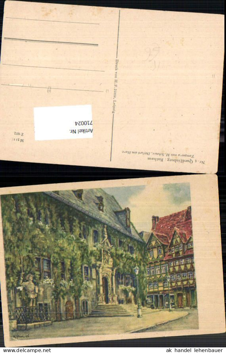 710024 Künstler AK M. Schewe Quedlinburg Rathaus - Quedlinburg