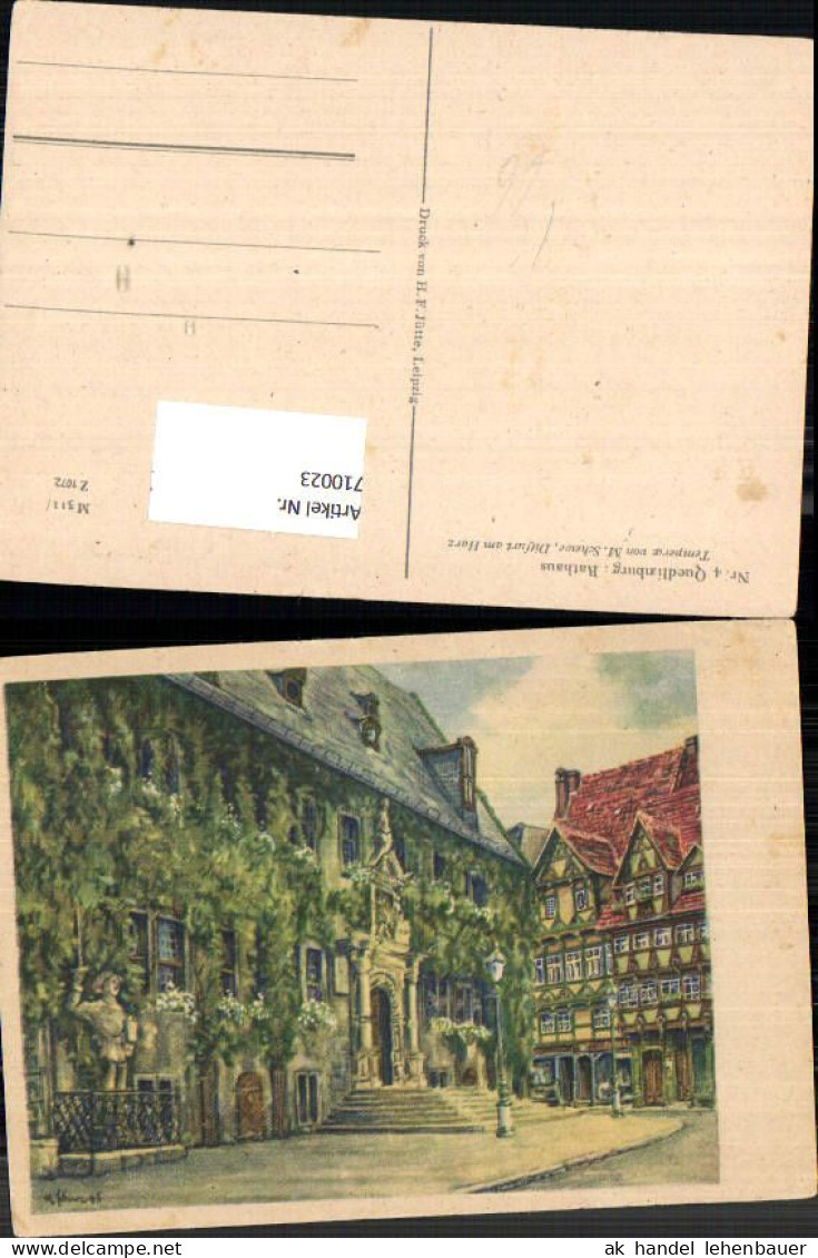 710023 Künstler AK M. Schewe Quedlinburg Rathaus  - Quedlinburg