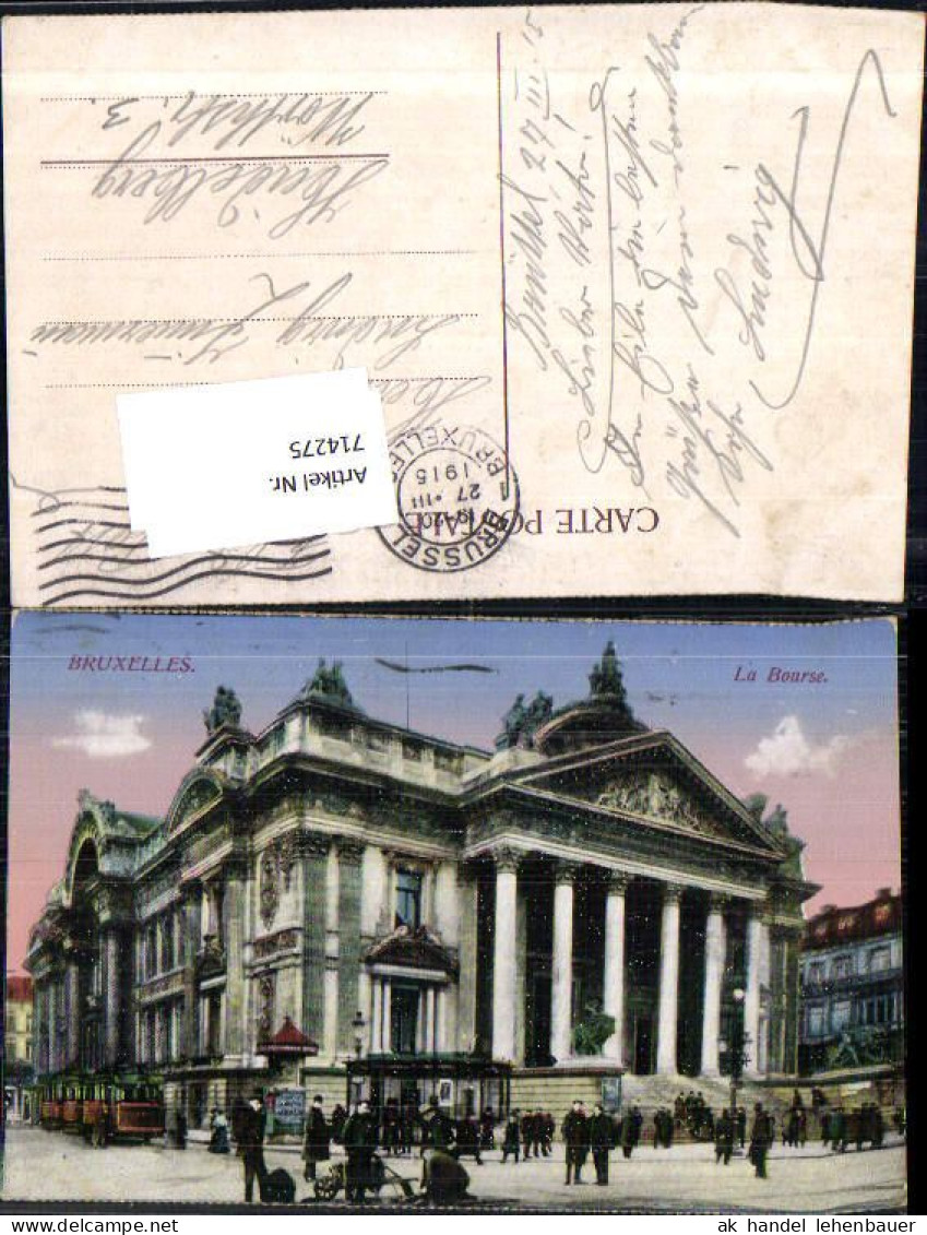 714275 Brüssel Bruxelles La Bourse Börse Tram Feldpost Heidelberg - Ohne Zuordnung