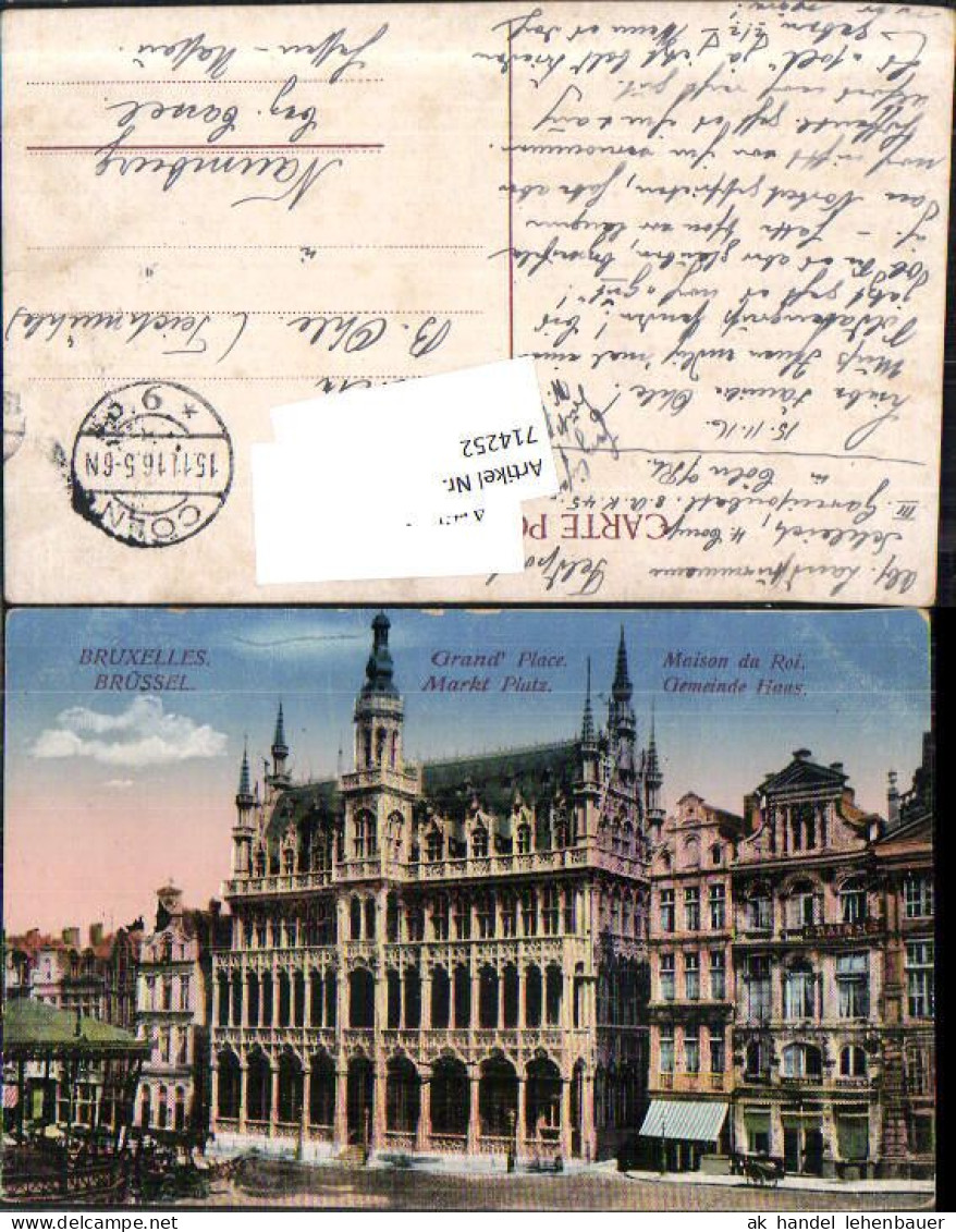 714252 Brüssel Bruxelles Markt Platz Gemeinde Haus Grand Place Feldpost Naumburg Cassel - Zonder Classificatie