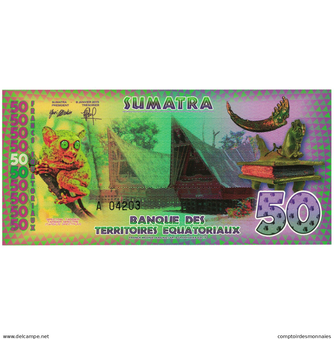 Billet, Malaysie, 50 Rupiah, 2015, 2015-01-08, SUMATRA FRANCS EQUATORIAUX, NEUF - Malaysie