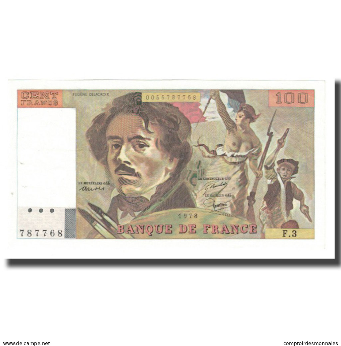 France, 100 Francs, Delacroix, 1978, BRUNEEL, BONARDIN, VIGIER, NON HACHURÉ - 100 F 1978-1995 ''Delacroix''