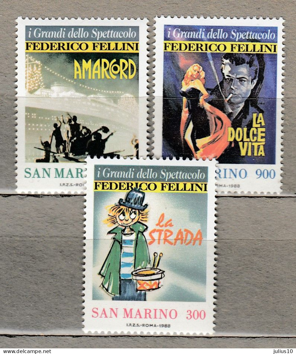 SAN MARINO 1988 Federico Fellini MNH(**) Mi 1391-1393 #22609 - Unused Stamps