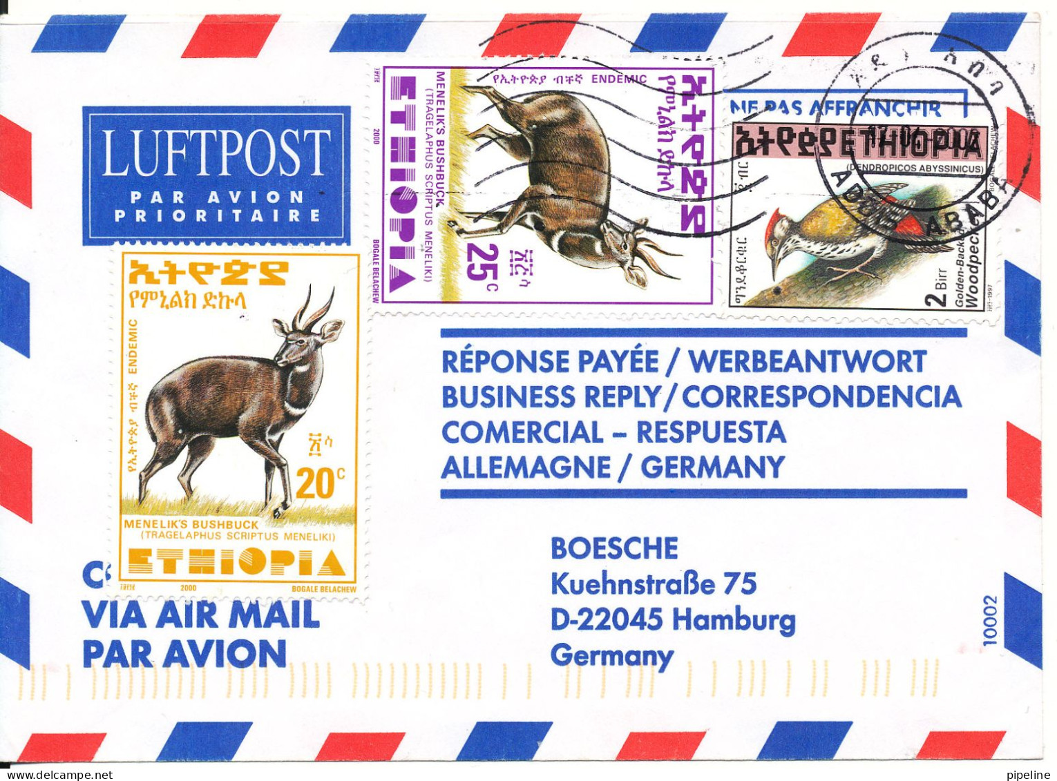 Ethiopia Air Mail Cover Sent To Germany 17-4-2002  BIRD Stamp - Etiopia