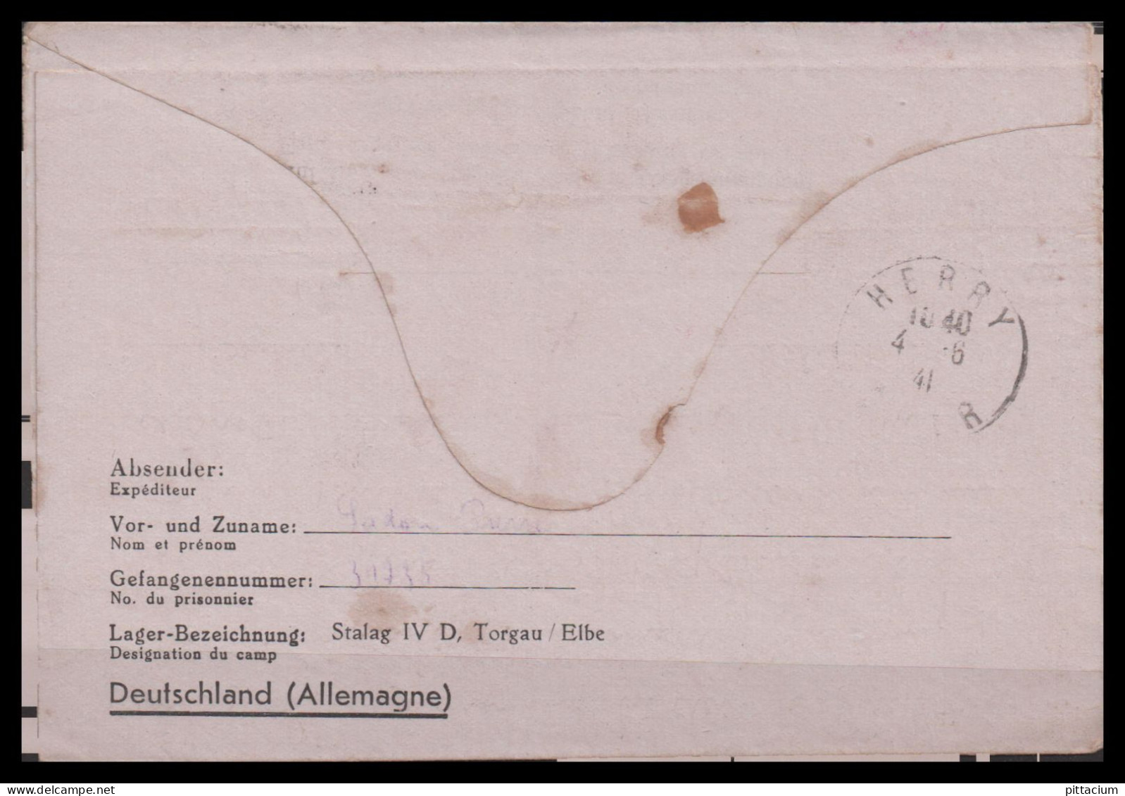 Deutschland 1941: Kriefgsgefangenenpost  | Weltkrieg, Besatzung, Gefangenenpost | Torgau, Herry;Cher - Prisoners Of War Mail