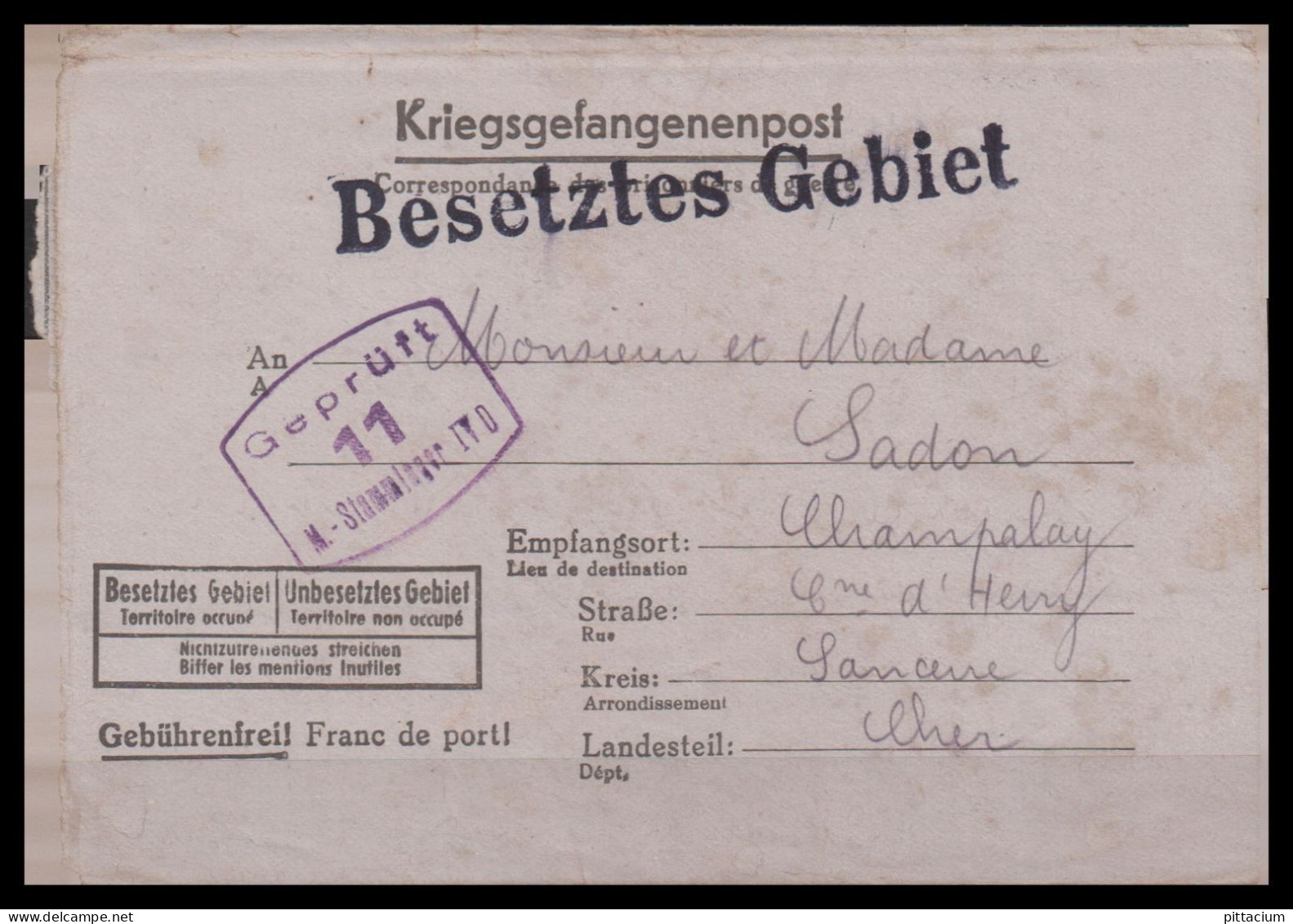 Deutschland 1943: Kriefgsgefangenenpost  | Weltkrieg, Besatzung, Gefangenenpost | Torgau, Herry;Cher - Correos De Prisioneros De Guerra