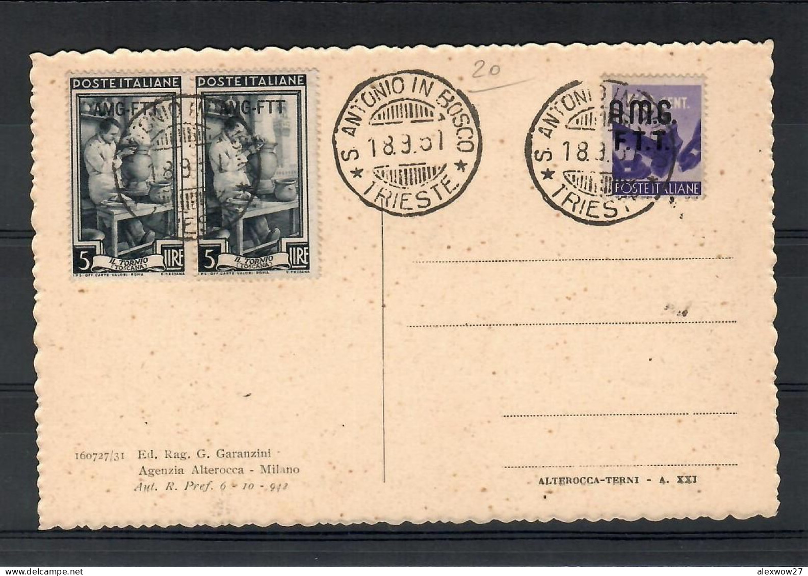 TRIESTE A  1951  Cartolina Filatelica - Poststempel