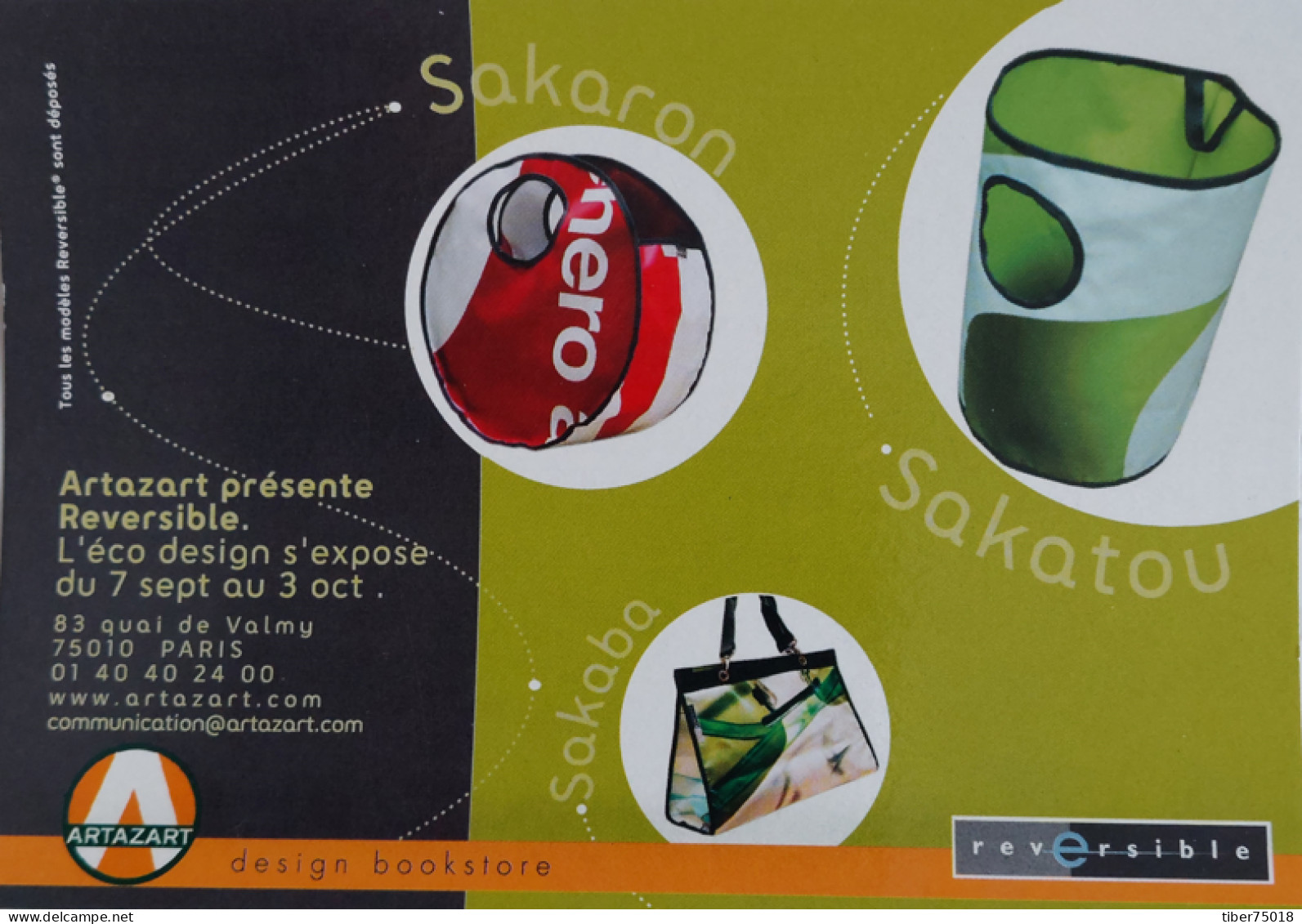 Carte Postale Cart'Com (2006) Artazart Présente Reversible (Sakatou) L'éco Design S'expose - Articles Of Virtu