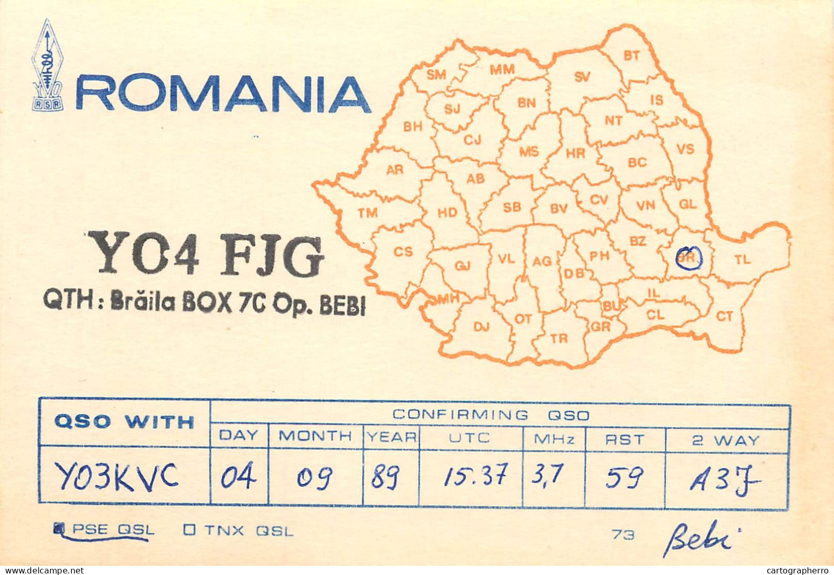 QSL Card ROMANIA Radio Amateur Station YO4FJG Bebi - Radio Amatoriale