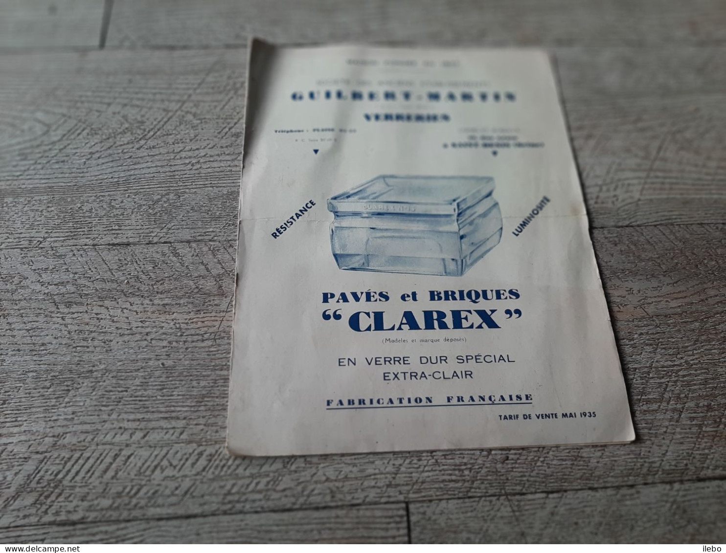 Catalogue établissemnets Guilbert Martin Verreries Saint Denis Clarex Tarif 1935 - Innendekoration