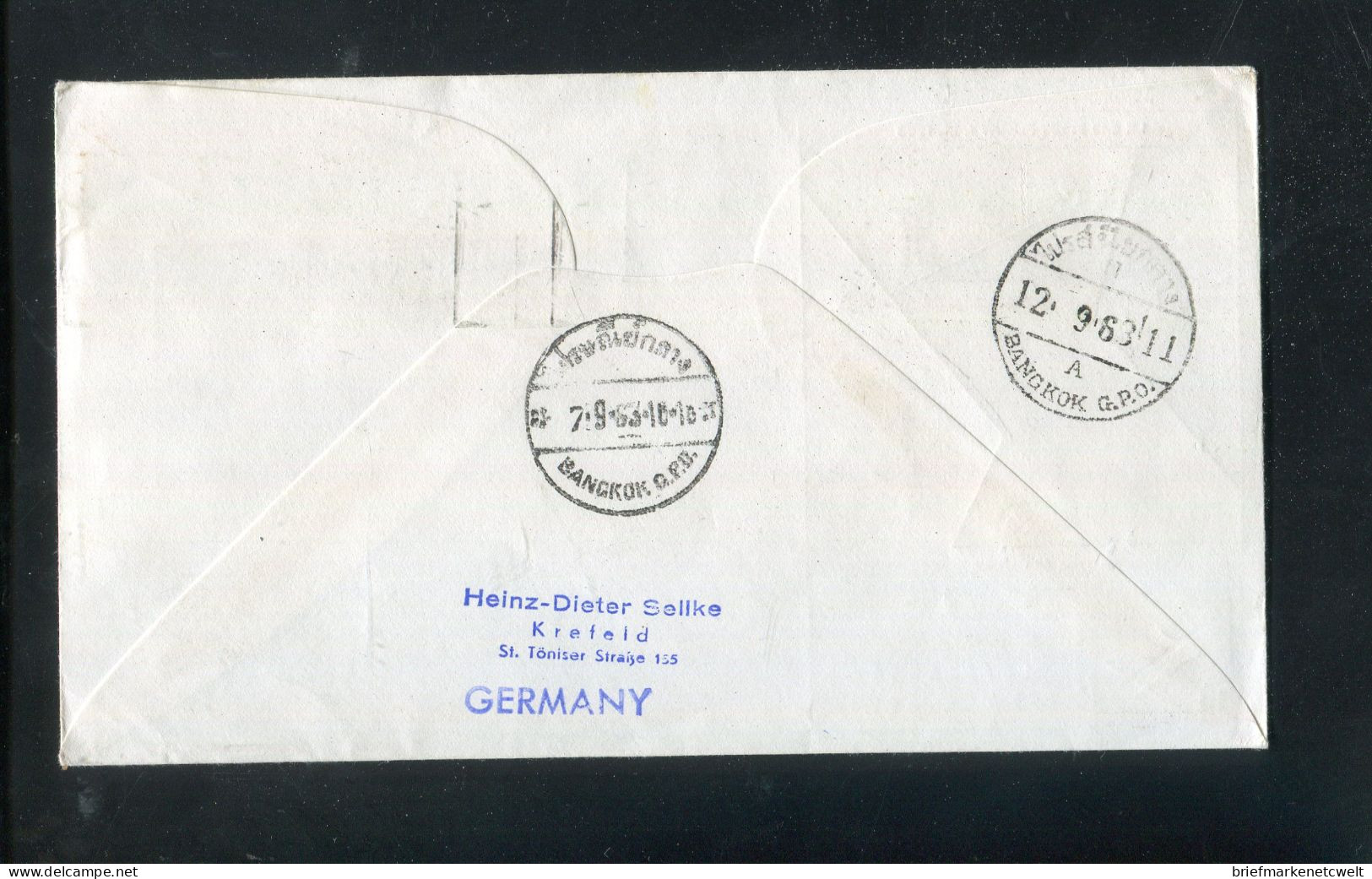 "INDIEN" 1963, Erstflugbrief LH 648 "New Delhi-Bangkok" (B0067) - Airmail