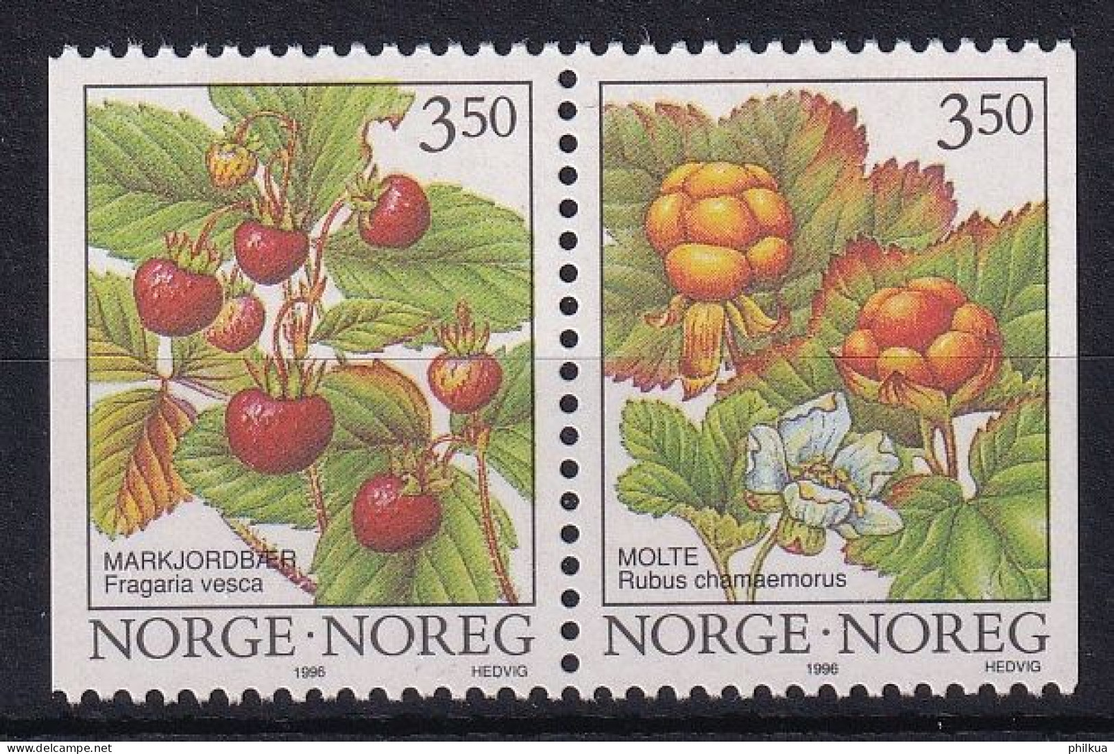 MiNr. 1204 - 1205 Norwegen 1996, 22. Febr. Freimarken: Waldbeeren - Postfrisch/**/MNH - Ungebraucht