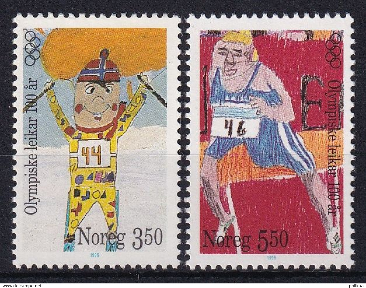 MiNr. 1206 - 1207 Norwegen 1996, 18. April. 100 Jahre Olympische Spiele Der Neuzeit: Kinderzeichnung - Postfrisch/**/MNH - Neufs