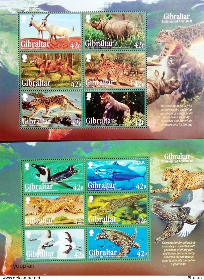 Gibraltar 2012-2013, Endangered Animals, Two MNH S/S - Gibraltar