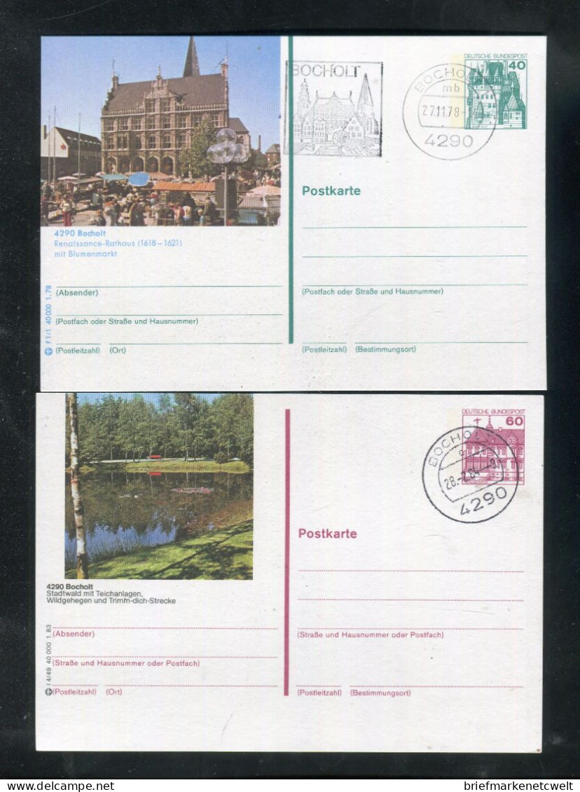 "BUNDESREPUBLIK DEUTSCHLAND" 1978 Ff., 2 Bildpostkarten Je Mit Bildgleichem Stempel Ex "BOCHOLT" (B0070) - Geïllustreerde Postkaarten - Gebruikt