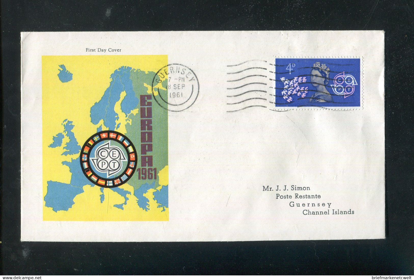 "GROSSBRITANIEN" 1961, Mi. 347 FDC Mit Rueckseits Lokalmarken (B0071) - 1952-1971 Em. Prédécimales