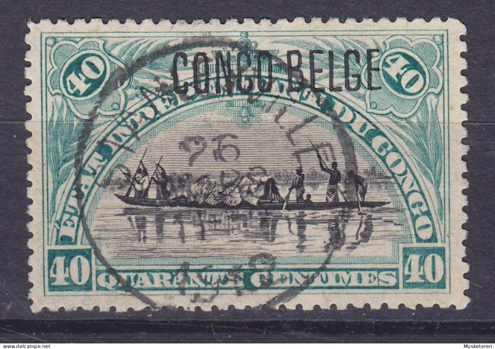 Belgian Congo 1909 Mi. 5 III, 40c. Kanufahrer Surchargé Overprint 'CONGO BELGE' Deluxe STANLEYVILLE 1912 Cancel - Used Stamps