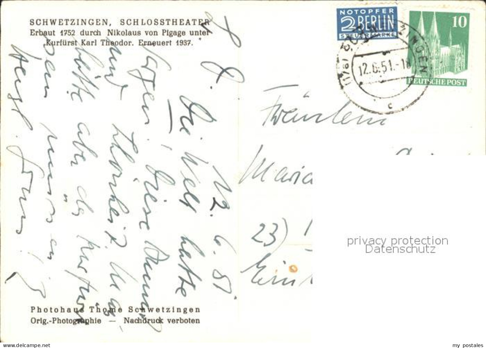 72250808 Schwetzingen Schlosstheater 18. Jhdt. Nikolaus Von Pigage Kurfuerst Kar - Schwetzingen