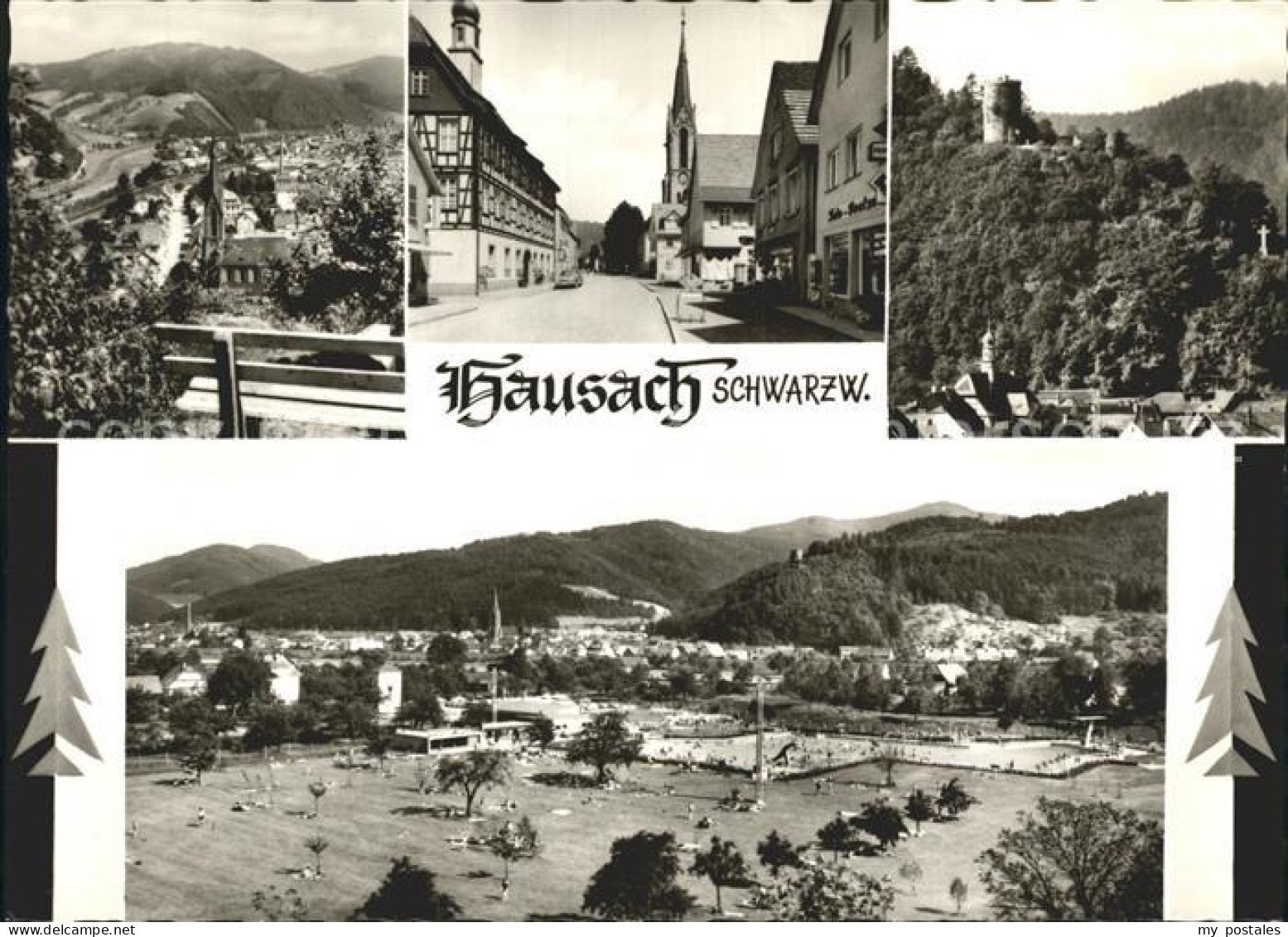 72250239 Hausach Panorama Schwarzwald Hauptstrasse Burgruine Schwimmbad Hausach  - Hausach