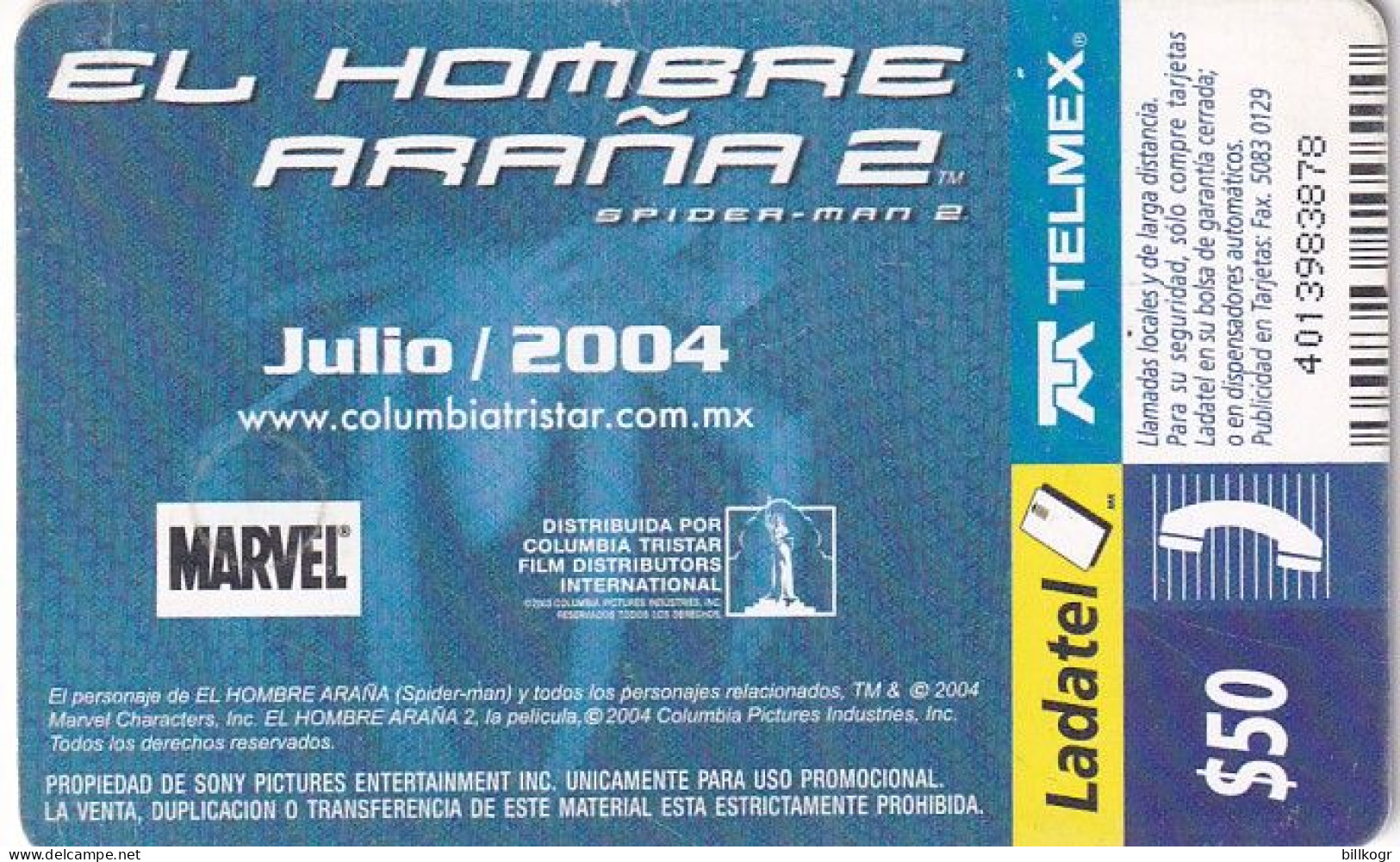 MEXICO - Spider-Man 2, 04/04, Used - Mexique