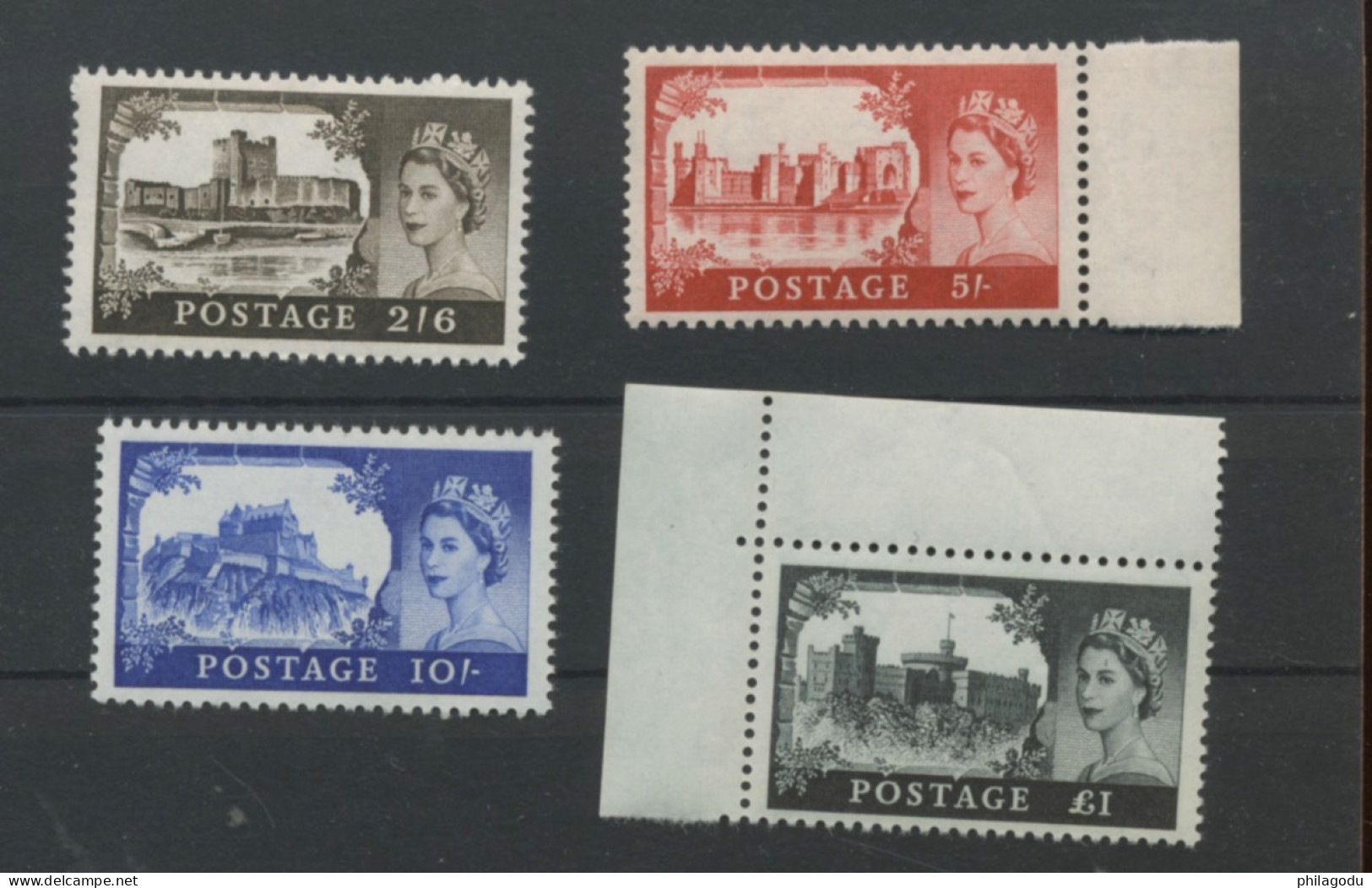 1959 Definitive Châteaux  Fil Crowns ** Y&T  351/354  Luxe Cote  ? - Ungebraucht