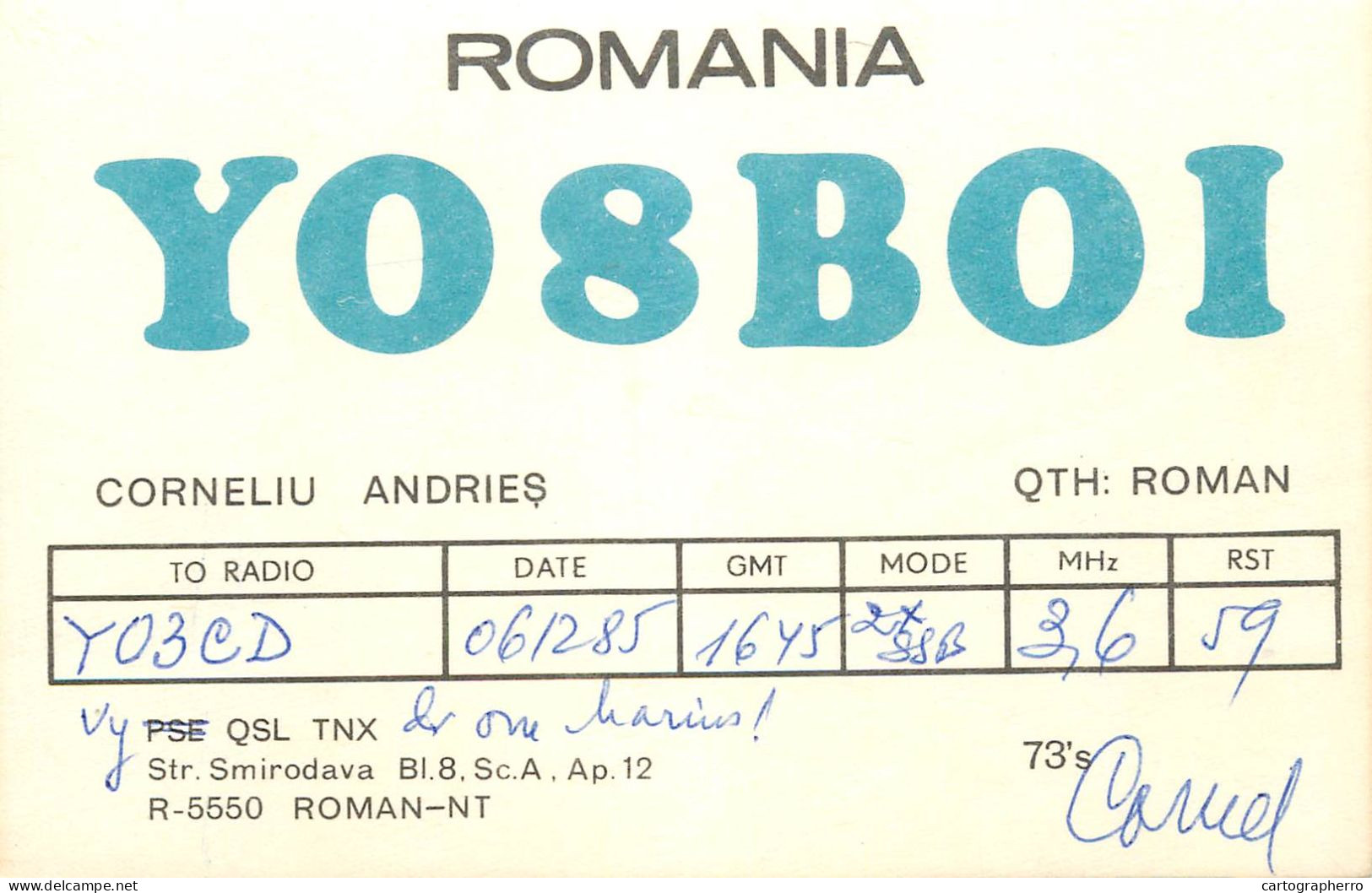 QSL Card ROMANIA Radio Amateur Station YO8BOI Cornel - Radio Amatoriale