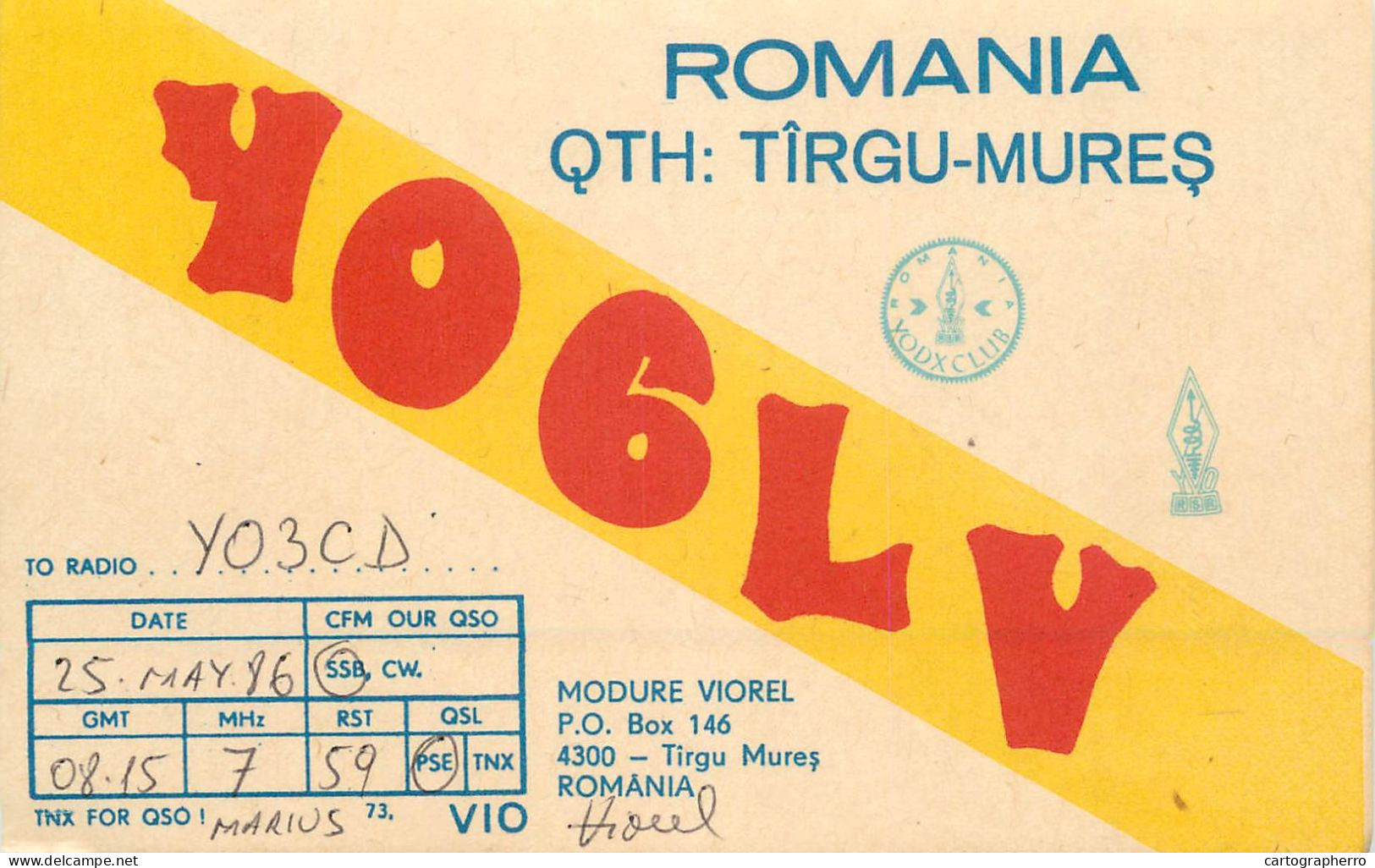 QSL Card ROMANIA Radio Amateur Station YO6LV Modure Viorel - Radio Amatoriale