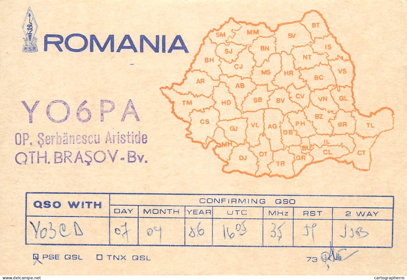 QSL Card ROMANIA Radio Amateur Station YO6PA Serbanescu Aristide - Radio Amatoriale