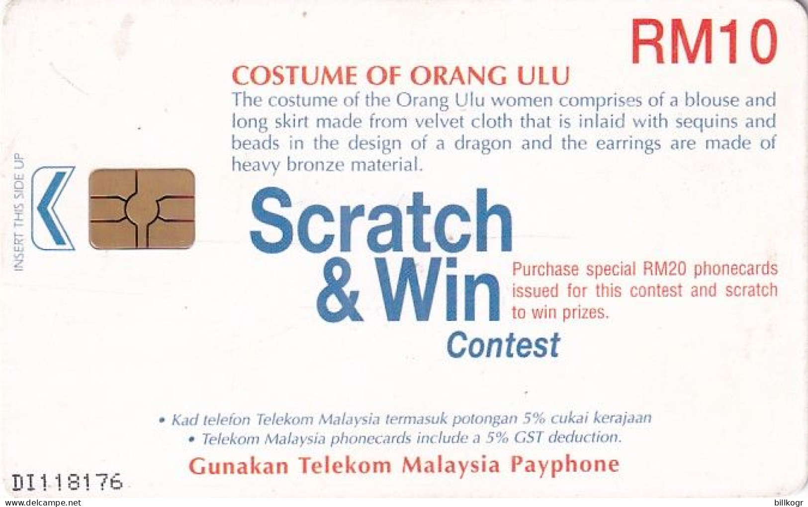 MALAYSIA(chip) - Costume Of Orang Ulu, Used - Malaysia