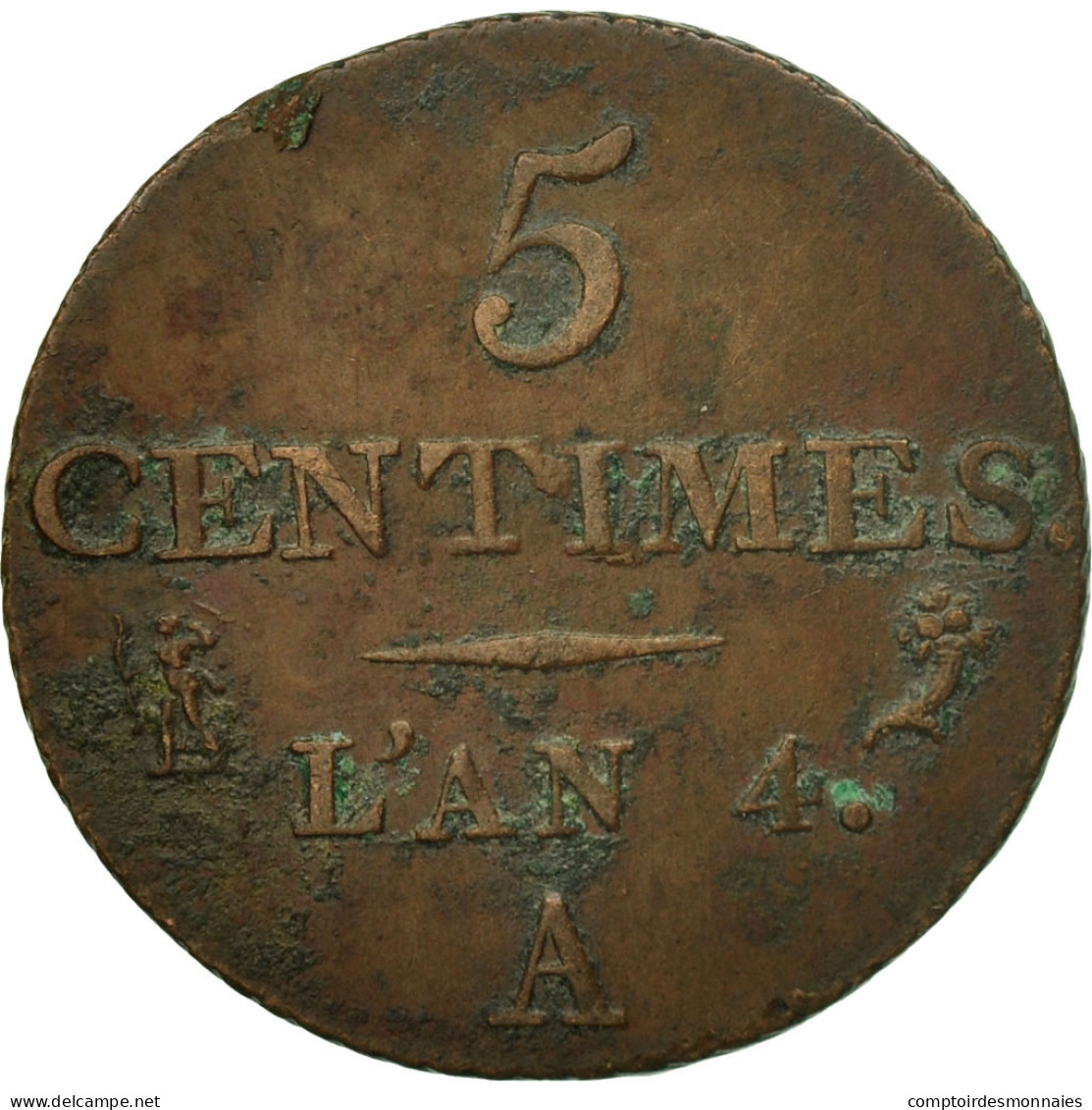 Monnaie, France, Dupré, 5 Centimes, AN 4, Paris, TTB, Bronze, KM:635.1, Le - Autres & Non Classés