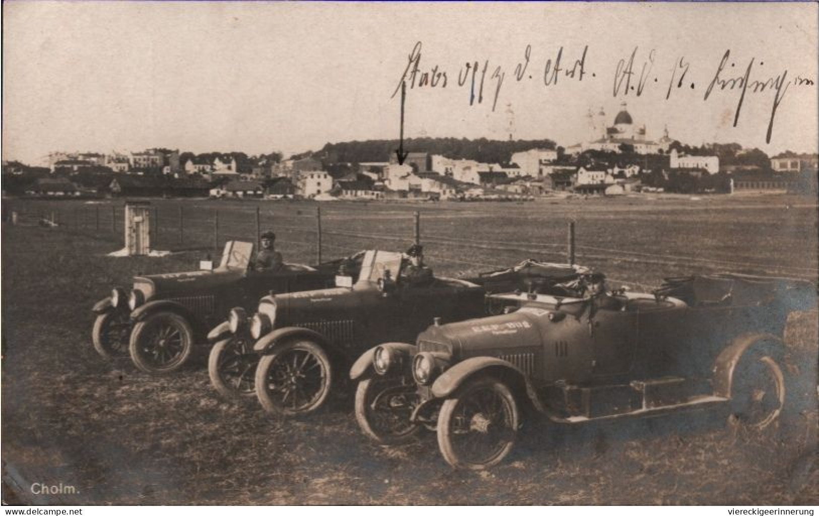 ! Alte Foto Ansichtskarte Cholm, 1. Weltkrieg, Militaria Photo, Rußland - Passenger Cars