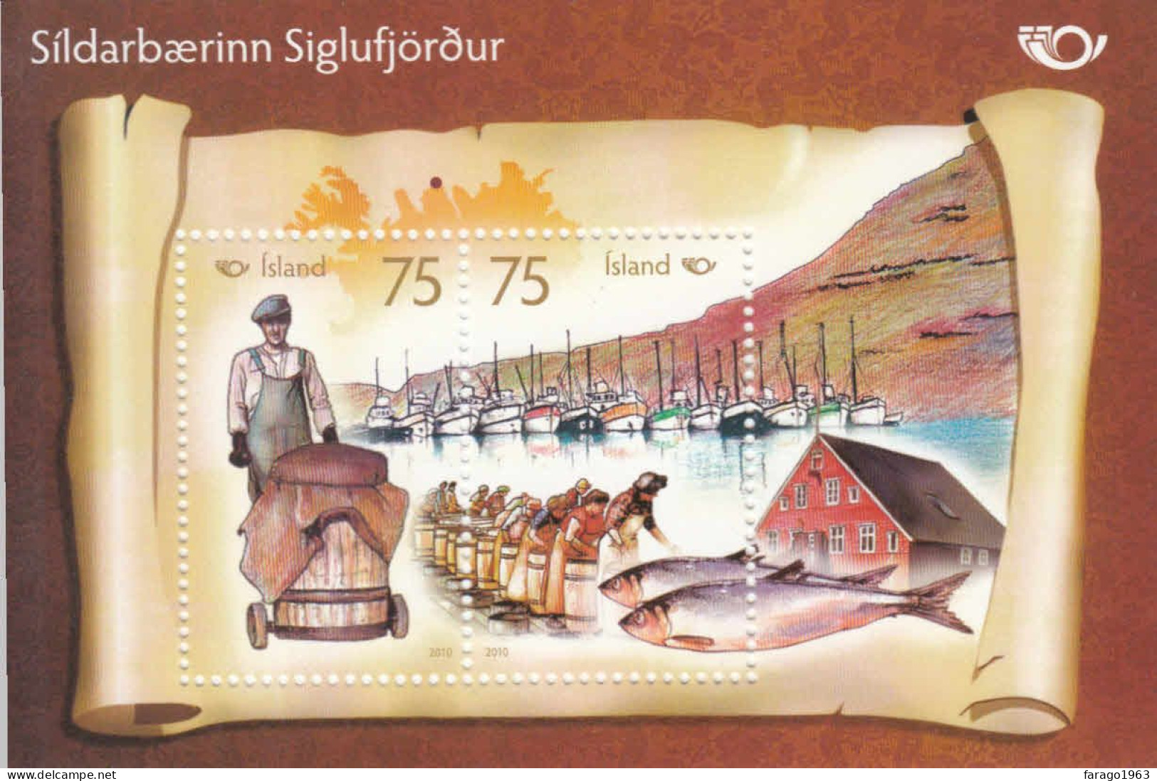 2010 Iceland Life By The Sea Fishing Fish  Souvenir Sheet MNH - Ungebraucht