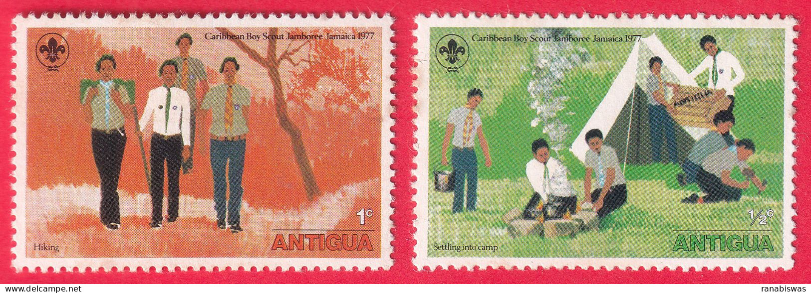 ANTIGUA STAMPS 1977, SET OF 2, SCOUTS, MNH - Antigua Und Barbuda (1981-...)