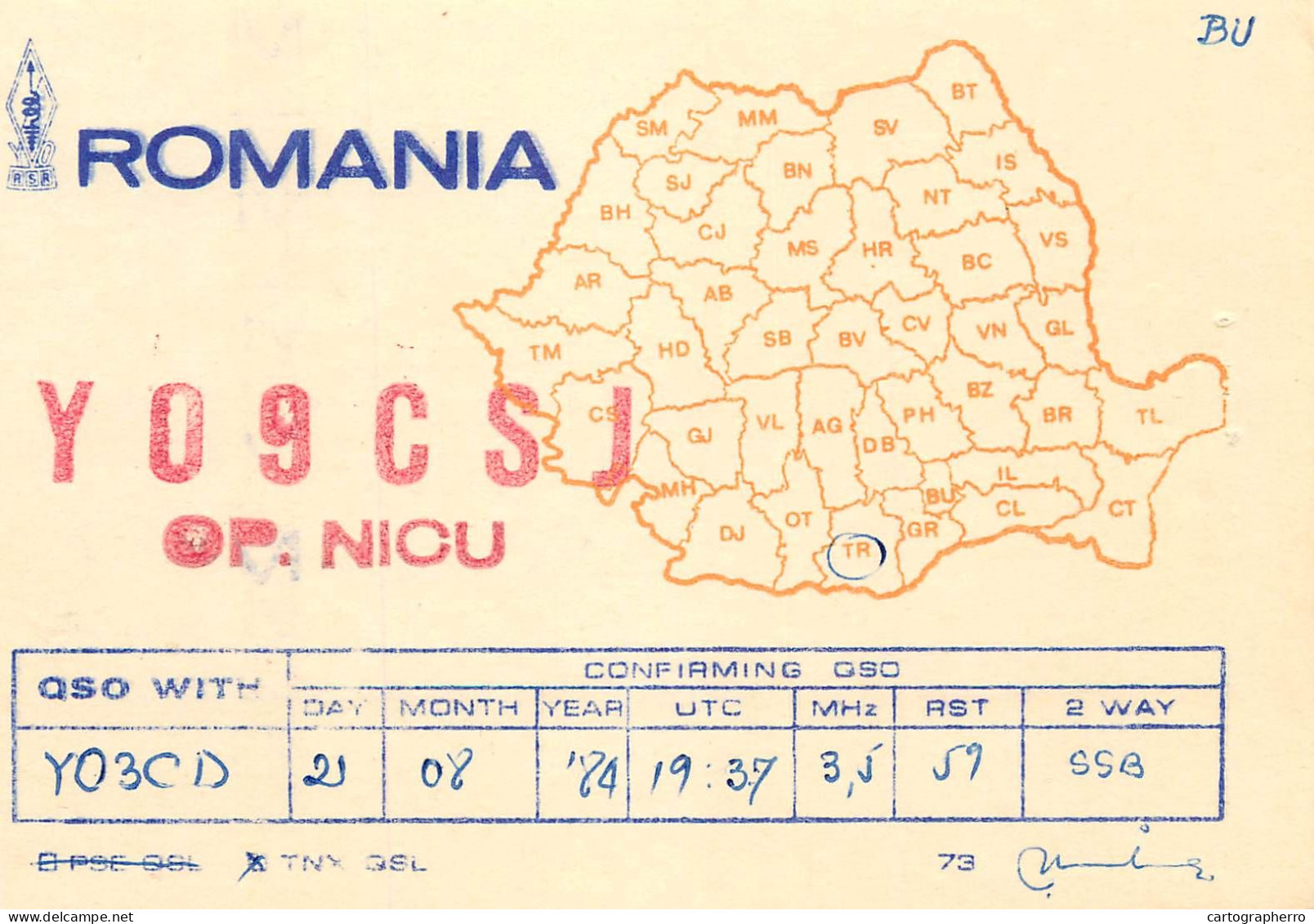 QSL Card ROMANIA Radio Amateur Station YO9CSJ Nicu - Radio Amatoriale