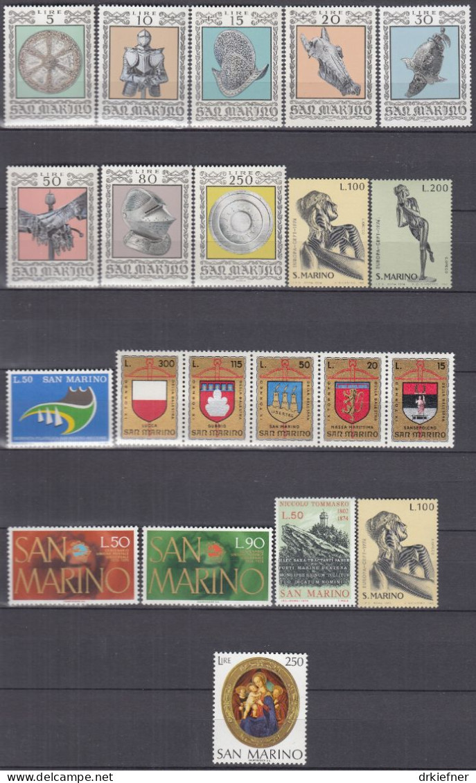 SAN MARINO  1059-1076, 1080-1082, Postfrisch **, Aus Jahrgang 1974 - Unused Stamps