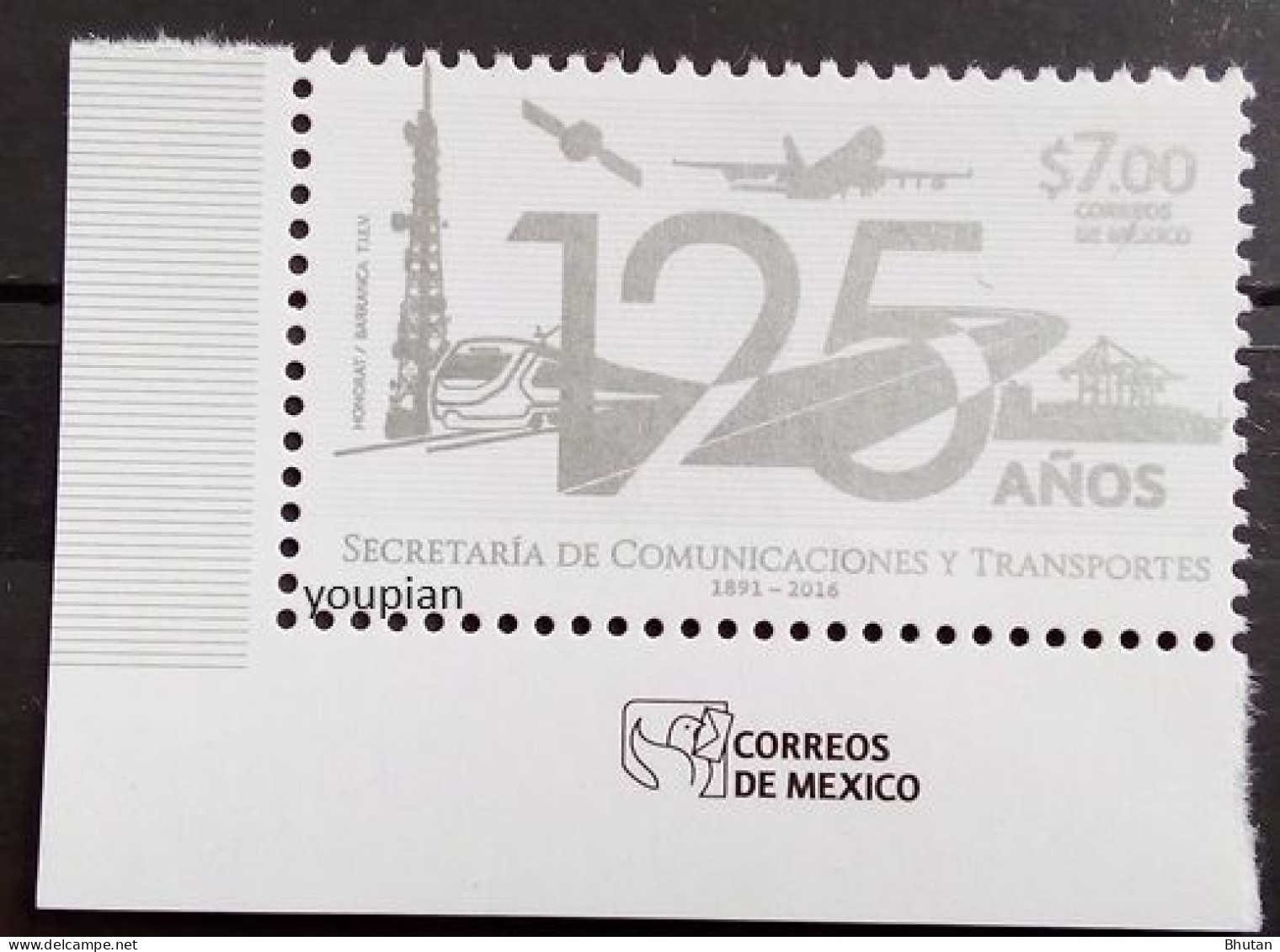 Mexico 2019, 125 Years Ministry For Telecommunication, MNH Single Stamp - Mexico