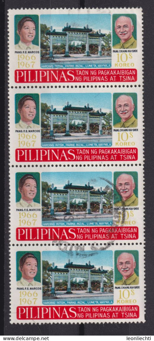 1968 Philipinen ° Mi:PH 838, Yt:PH 686, Sg:PH 1060, Rizal Park And Portaits Of Pres. Marcos And Chiang Kai-shek - Philippines