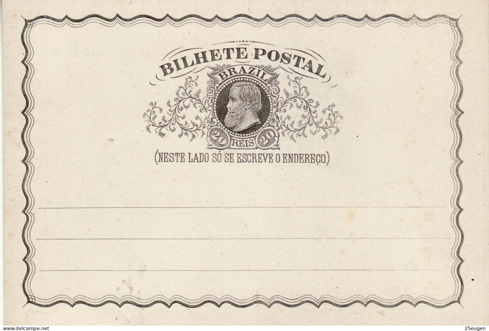 BRAZIL 1883 POSTCARD UNUSED - Postal Stationery