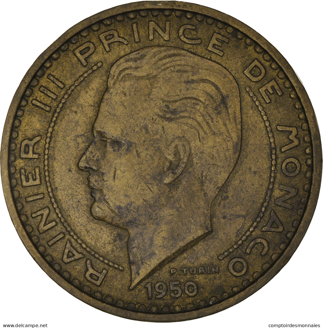 Monnaie, Monaco, Rainier III, 50 Francs, Cinquante, 1950, TTB, Bronze-Aluminium - 1949-1956 Franchi Antichi