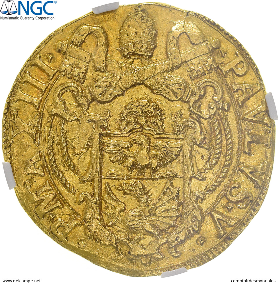 Monnaie, Vatican, Paul V, Quadruple, 1617, Roma, NGC, MS61, SUP+, Or, Gradée - Vaticano