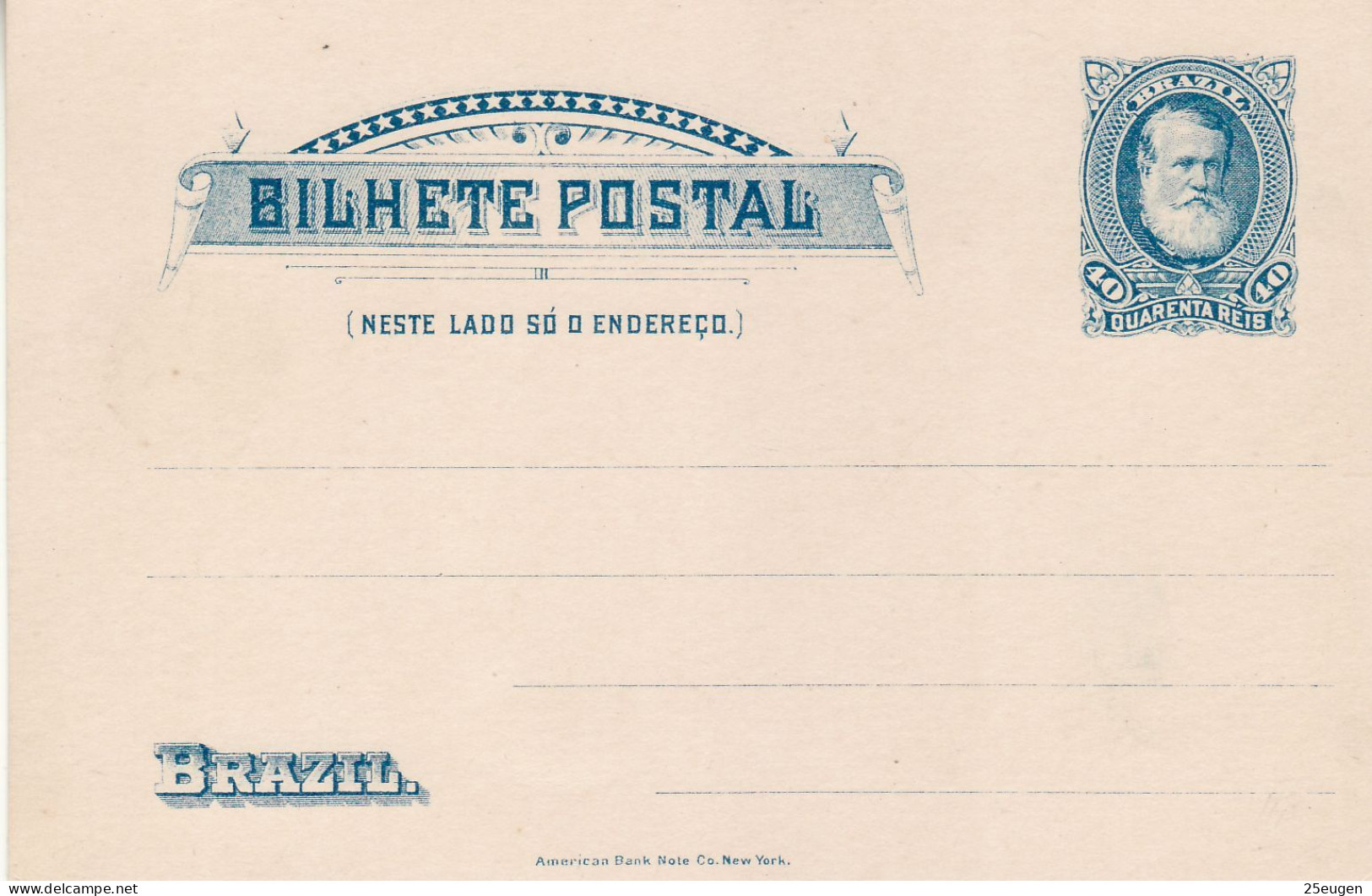 BRAZIL 1889 POSTCARD UNUSED - Postal Stationery