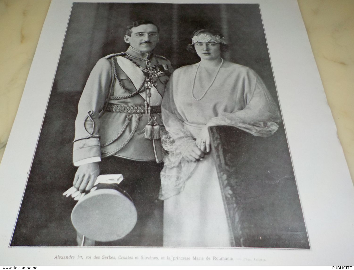 PHOTO  ALEXANDRE 1 ER ROI DES SERBES CROATES ET SLOVENE ET MARIE DE ROUMANIE 1922 - Non Classés