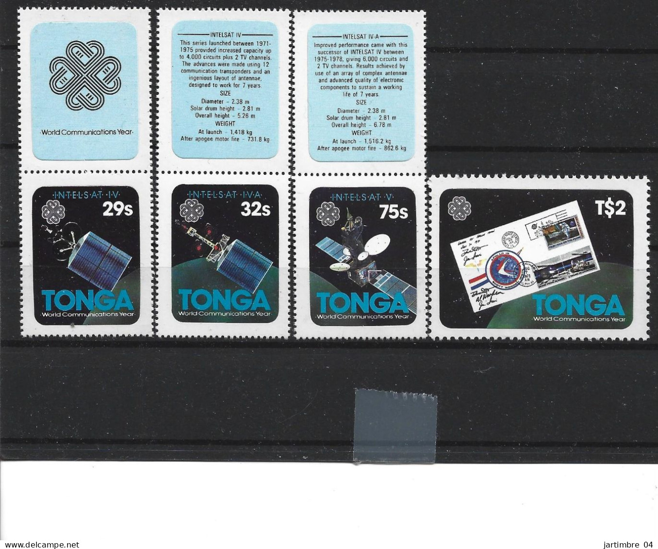 1983 TONGA 541-44 ** Satellite, Timbre Sur Timbre, Espace + Vignettes - Tonga (1970-...)