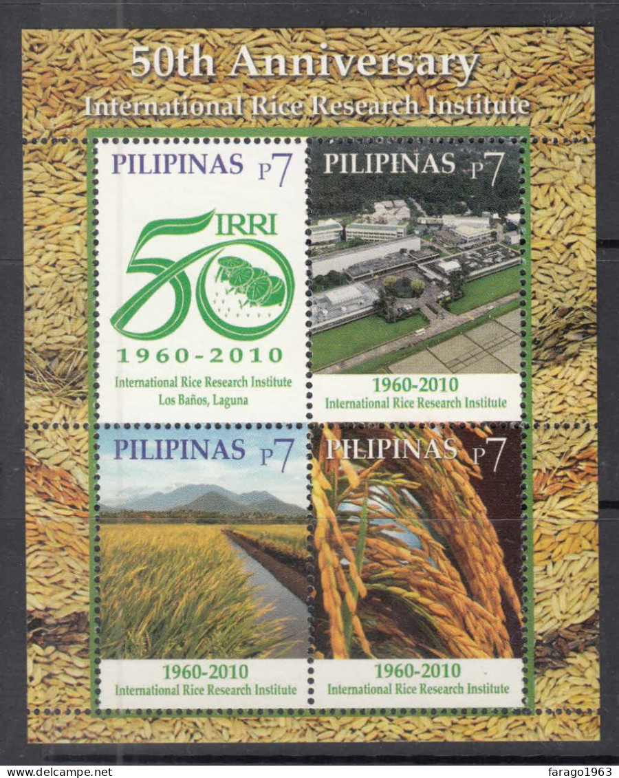 2010 Philippines IRRI Rice Institute Agriculture Souvenir Sheet  MNH - Philippines