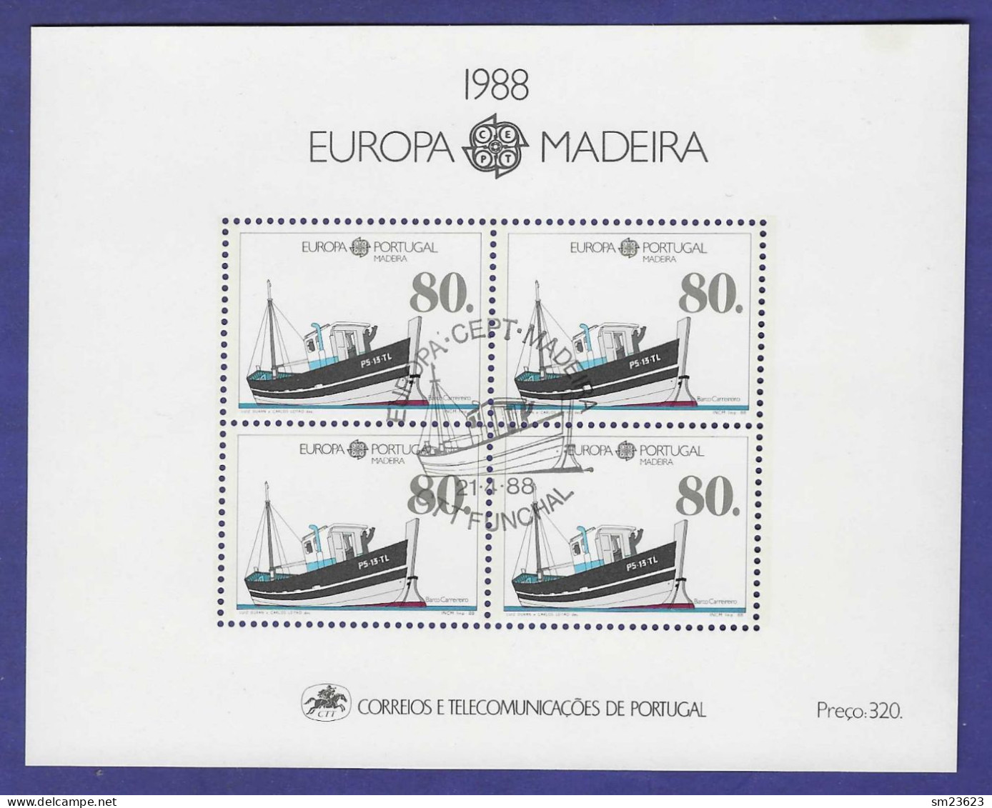 Portugal / Madeira 1988  Mi.Nr. Block 9 (118) , EUROPA CEPT - Transport- Und Kommunikation - Gestempelt / Fine Used / (o - 1988