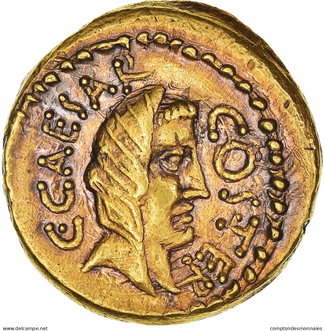 Jules César, Aureus, 46 BC, Rome, Patine Boscoreale, Or, NGC, TTB, Calicó:37b - République (-280 à -27)